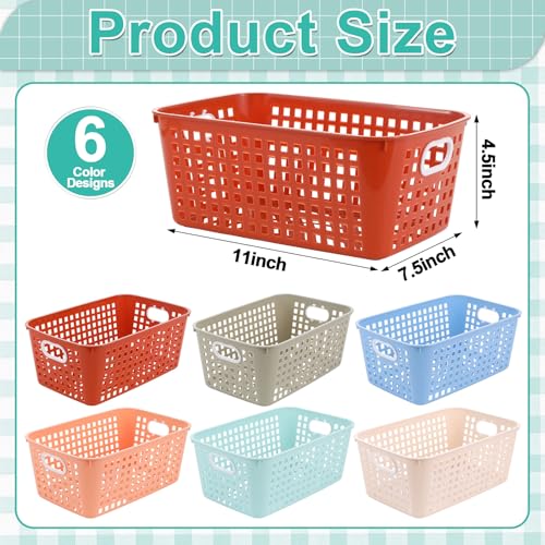 gisgfim 6 Pack Medium Plastic Book Baskets 11 × 7.5 × 4.5 inches Classroom Storage Baskets for Papers Book Storage Plastic Baskets Versatile Storage Solution for Classroom HOM and Office (Boho) - color: Boho