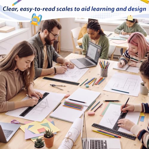 Eboot 20 Pack 12 in Clear Plastic Rulers for Classroom, School, Black - color: Black