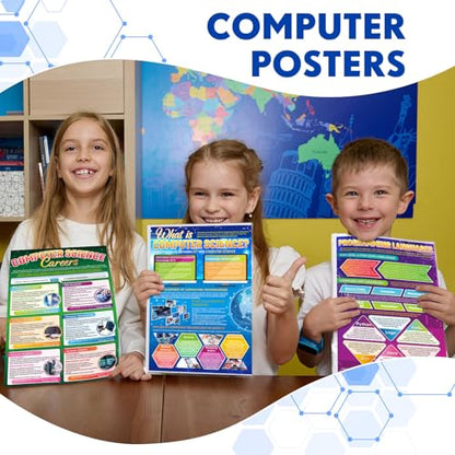 Pajean 6 PcsComputer Science Posters Classroom Decorations, 17 x 11 Inch