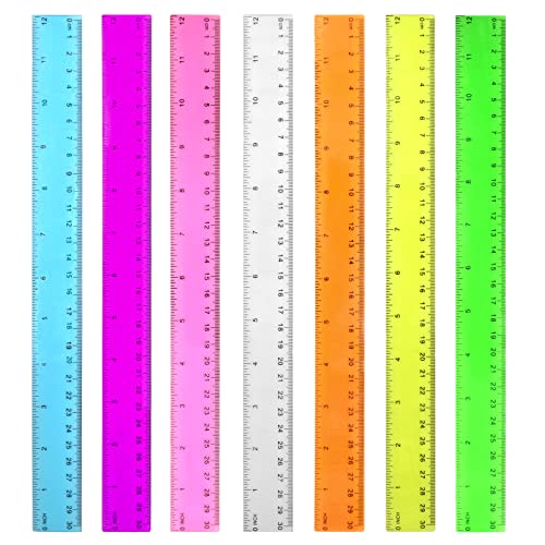 Color Clear Ruler Plastic Rulers - Ruler 12 inch, Kids Ruler for School