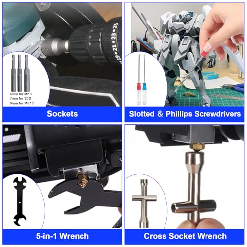 3D Printer Tool Kit, 202 Pcs 3D Printer Accessories Includes Deburring Tool, Removal Tools, Digital Caliper, Cutting Mat, Carrying Case, 3D Printing Tool Kit for Finishing, 3D Print Removing, Cleaning