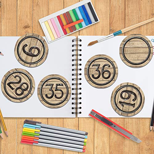 40 Pcs Circle Wood Grain Numbers Cutouts for Classroom Bulletin Board