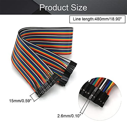 Fielect Dupont Jumper Wires Breadboard Jumper Wires Colorful Ribbon Cables 40pin 50cm Long Female to Female 2Pcs - color: M/M, size: 50cm