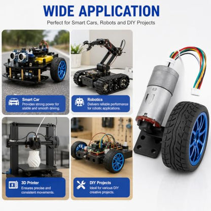 DC Motor with Encoder, Motor DC 12V GearboxMotor with Mounting Bracket 500RPM 65mm Wheel Kit for Smart Car Robot DC12V JGA25-371 (Speed 130) - size: Speed 130