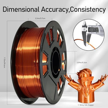 Silk Metallic Shiny Copper 3D Printer Filament, 1.75mm PLA 3D Printing Material 1kg 2.2lbs/Spool,for FDM 3D Printer - color: Silk Metallic Copper