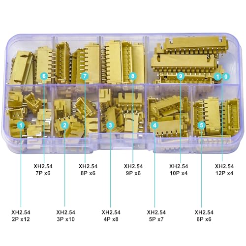 JST SMT Connector Socket, JST XH 2.5 2.5MM 2Pin 3Pin 4Pin 5Pin 6Pin 7Pin 8Pin 9Pin 10Pin 12Pin Micro SMD Header PCB Board Surface Mount Side Type Right Angle Header (JTS-XH2.5-SMT-R/A) - size: 2.5MM-XH-Right-Angle-Header