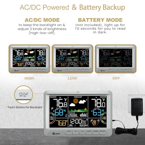 Weather Station Indoor Outdoor Thermometer Wireless Atomic Clock Grey - color: Grey