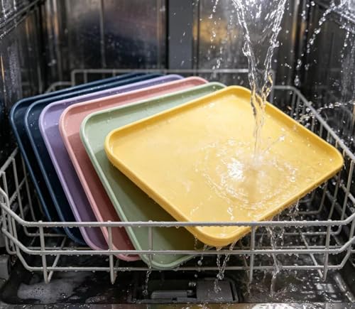 8 Pack Fast Food Serving Tray | 15 by 10-Inch Wheat Straw Cafeteria Art Tray, Rectangular Restaurant Serving Platter for Party, Home, School, Restaurant - size: L-15”×10“