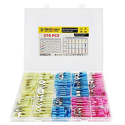 Heat Shrink Wire Terminal Kit, 26-10 AWG, 270PCS - size: Mix 270PCS