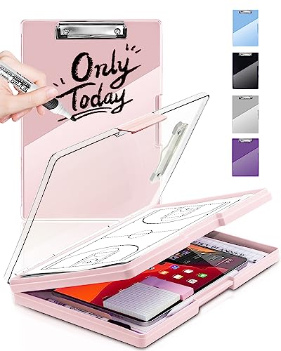 Clipboard with Storage, Nurse Dry Erase Clip Board, 8.5x11,Pale Pink - color: Pale Pink