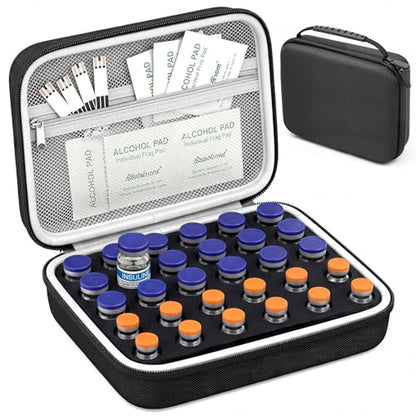 Teenyyou 30 Slots Peptide Case for Fridge Fits Standard 10ml/3ml Vials - color: Black, size: 30 Slots Fit 10ml/3ml, style: Solid
