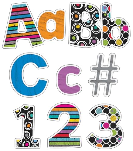 Carson Dellosa 219-Piece 4 Inch Colorful Chalkboard Cutout Letters for Bulletin Boards, Numbers, Punctuation & Symbols, Multi-Pattern Bulletin Board Letters, Classroom Letters for Bulletin Board - color: Colorful Chalkboard, size: 219 pieces
