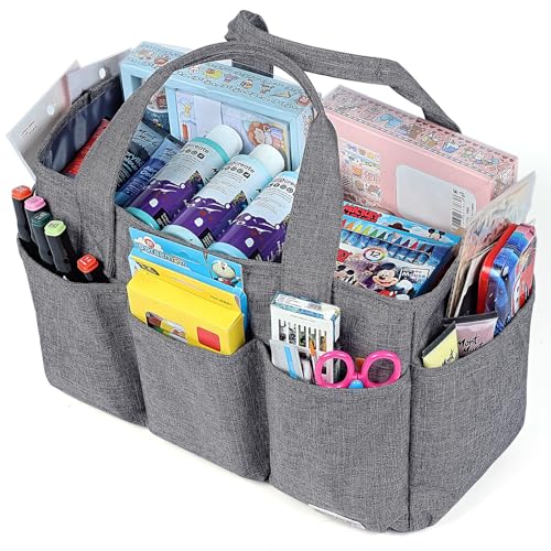 HOMEST Craft Organizer Tote Bag with Multiple Pockets - color: B-Grey