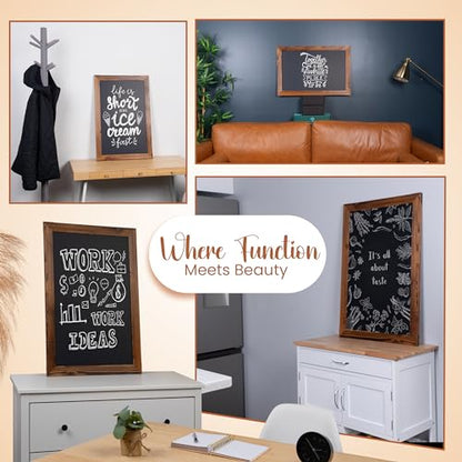 Loddie Doddie Magnetic Chalk Board Sign, Magnet Board for Wall, 20" x 30" - color: Rustic Frame, size: 20"W x 26.5"H