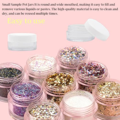 50 Pcs Makeup Sample Containers 3g/5g Sample Containers with Lids Tiny Sample Jars for Skincare Cream Lotion Jewelry Beads DIY Crafts Travel (FZG/5g/Bai) - color: white, size: 5g