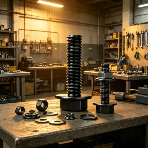 8 Set M10-1.5 x 30mm Flanged Hex Head Bolts,Flange Nuts,Flat & Lock Washers,10.9 Black Zinc Plated,Full Thread, Alloy Steel - color: Black-flange, size: M10-1.5 x 30mm(8 sets)