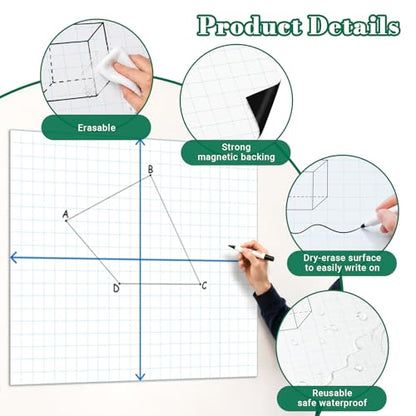 23 x 28 in Giant Magnetic XY Coordinate Grid Paper for Classroom - size: XY Coordinate Grid Paper - 23 x 28 in