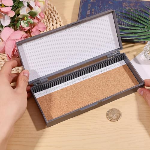 50 Place Microscope Slide Storage Box Plastic Microscope Slide Set with Cork Mat for Experiments Analyses Science, Gray, 7.75×3.46×1.26 inch