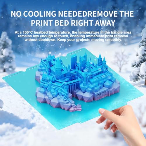 3D Printer Cool Build Plate Compatible with Snapmaker U1 3D Printer, 270x270mm Cold Plate, Light Blue, No Cooling Needed, Bend to Remove Models,Double Sided Textured 3D Printing Build Bed - size: U1-270mm*270mm
