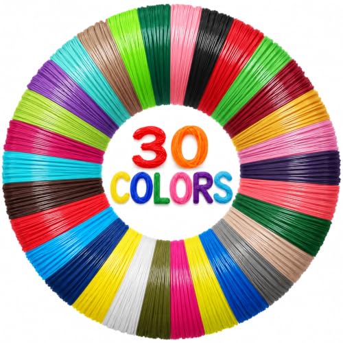 Yungden 3D Pen Filament Refills, 30 Colors, 1.75mm PLA 3D Printing Threads - color: 30 Colors