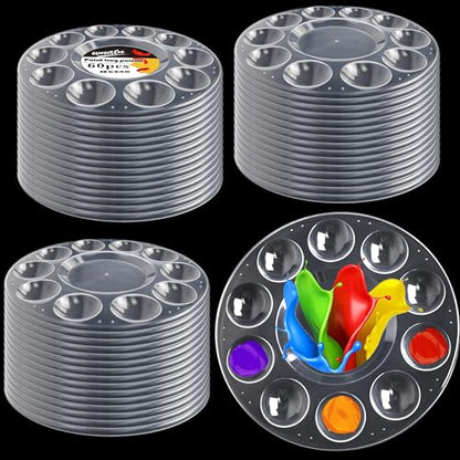Paint Tray Palette,60pcs Paint Trays for Kids,Plastic Paint Pallet or Pupils to Painting,DIY Craft,Play Party at Home,Kindergarten or School(Clear) - size: 60pcs clear