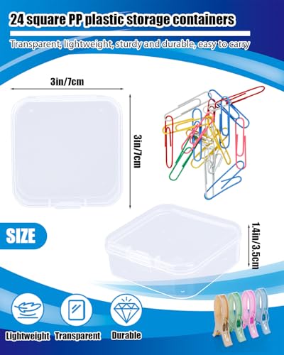 Small Plastic Case, 24 Pack Clear Plastic Beads Storage Containers Clear Craft Storage Boxes Mini Storage Containers For Small Items, Crafts, Jewelry, Hardware (3 x 3 x 1.2 inches) - size: 3 x 3 x 1.2 inches