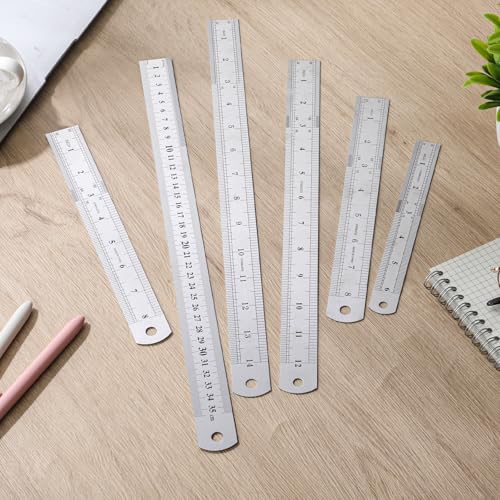 Eboot 8 Pack Steel Rulers 6, 8, 12, 14, 18, 40 Inch Metal Rulers - size: 6in+8in+12in+14in