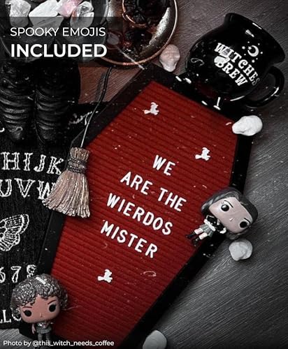 Nomnu Coffin Letter Board, Red Gothic Decor w/Bat Stickers, Spooky Emojis - color: Red
