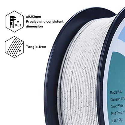 ZIRO PLA Marble Filament 1.75mm, Nature Rock-Like Material, 1kg Marble - color: Marble