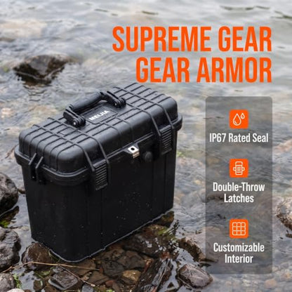 MEIJIA All Weather Waterproof Hard Camera Case With Customized Fit Foam Included, Elegant Black,Fit for Drones,camera,lens,16.26x8.66x13.39inches - size: 16.26" x 8.66" x 13.39"