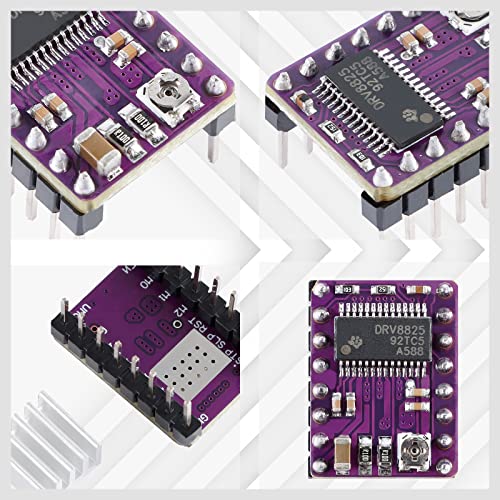 DRV8825 Stepper Driver, DRV8825 Stepper Motor Driver Module for 3D Printer Stepper Driver 4-Layer PCB Board, Send Heat Sink(5PCS)