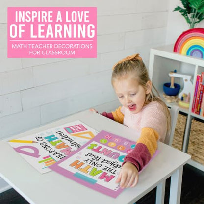 6 Math Posters - Motivational Math Posters for Elementary & Middle School - color: Colorful Pastel