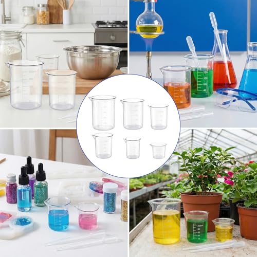Plastic Beaker Set, 500 ml, 250 ml, 200 ml, 100 ml, 50 ml, 25 ml