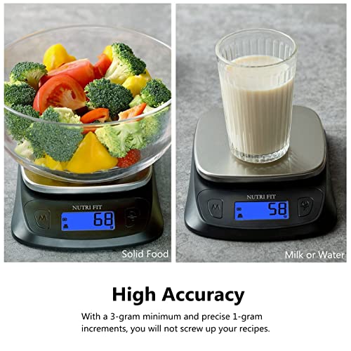 NUTRI FIT Kitchen Scales Digital Food Scale Cooking in Grams & Ounces Black - color: Black