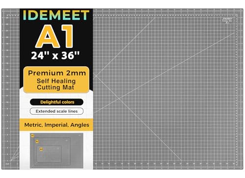 Large Self Healing Sewing Mat 24"x36", A1 Rotary Mat for Quilting & Sewing, Double-Sided, 5-Ply Non-slip Rotary Cutting Board with Grids for Crafts Fabric Leather Cutting on Workbench, Anthracite Gray - color: Anthracite Gray, size: A1:36.8''x24.8''