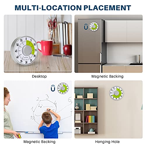 Secura 60-Minute Visual Timer 6-Inch Mechanical Countdown Timers for Teaching, Meeting, Cooking, Working - Timer for Kids with Magnetic Backing, Foldable Legs, Hanging Hole (Green) - color: Green