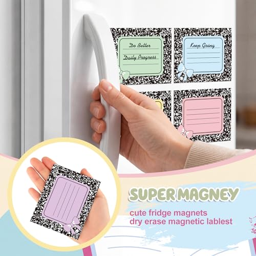 48 Pcs Pastel Dry Erase Magnetic Labels, Composition Notebook - style: Composition Notebook