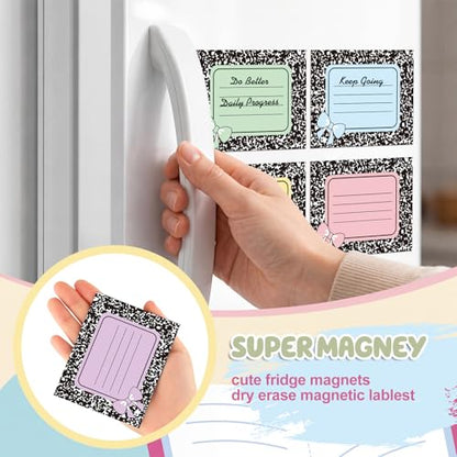 48 Pcs Pastel Dry Erase Magnetic Labels, Composition Notebook - style: Composition Notebook