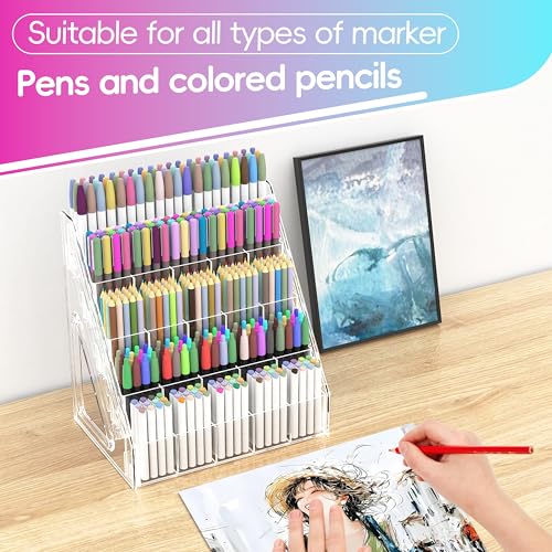 150 Slots Marker Organizer, 5 Tier Acrylic Marker Storage Rack