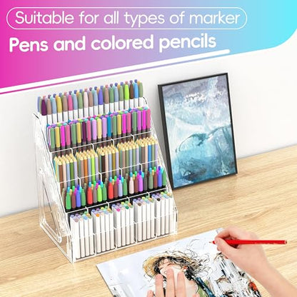 150 Slots Marker Organizer, 5 Tier Acrylic Marker Storage Rack