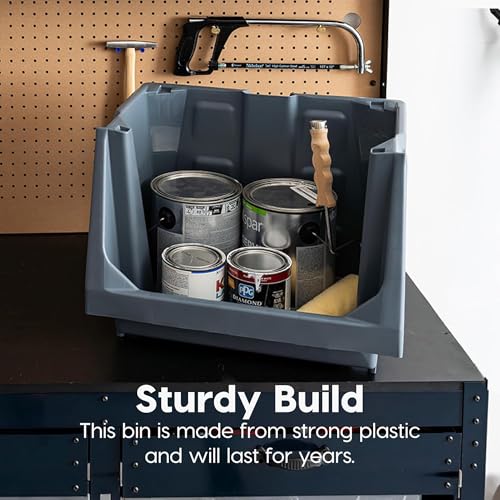 IRIS USA Open Front Storage Bins, Heavy Duty Stackable Bins, 3 Pack, Dark Gray - size: Jumbo - 3 Pack