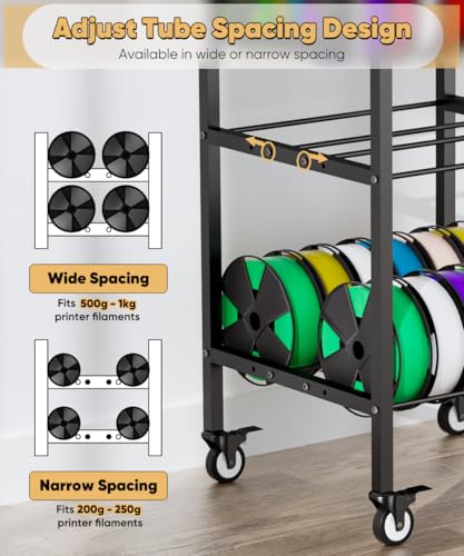 4-Tier 3D Printer Filament Storage Rack with Wheels - size: 4-Tier