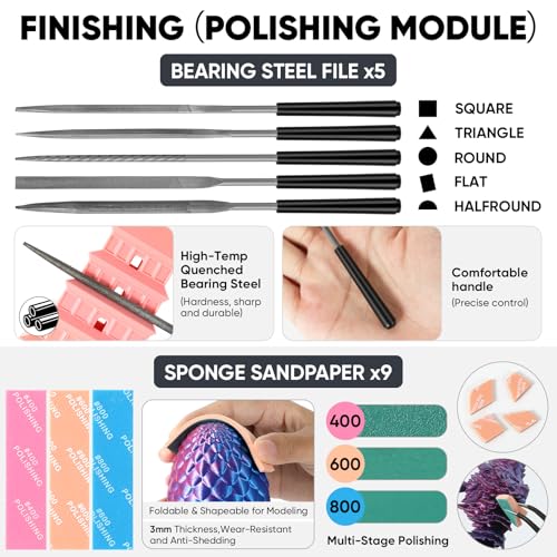 3D Printer Tools Kit Essential,for All FDM/SLA model,3D Printer Accessories Printing Tool, Model Process, Finishing, Cleaning, Maintenance, Includes Deburring Tool, Wire Cutter, Nozzle Cleaning Needle