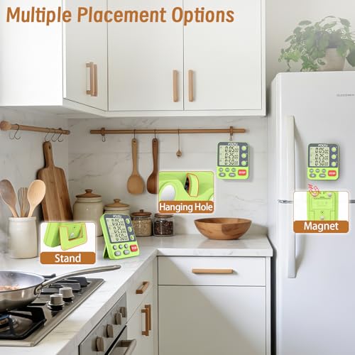 Digital Dual Kitchen Timer, 3-Channel Independent Countdown Timer - size: YS318 Green