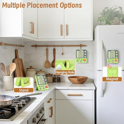 Digital Dual Kitchen Timer, 3-Channel Independent Countdown Timer - size: YS318 Green
