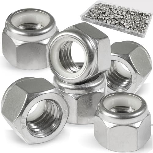 1/4-20 Lock Nut, 110Pcs Stainless Steel Nylock Insert Locking Nuts - size: 1/4"-20, 110 Pack