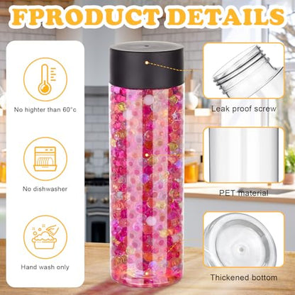 DI QIU REN 16 Pack Clear Plastic Bottles Empty Sensory Bottles with Caps – Reusable Juice Bottles Drink Containers Leakproof Water Bottle for Juice Milk (Black Lids, 12 oz / 350 ml) - size: 16 Pack 12 oz/ 350 ml