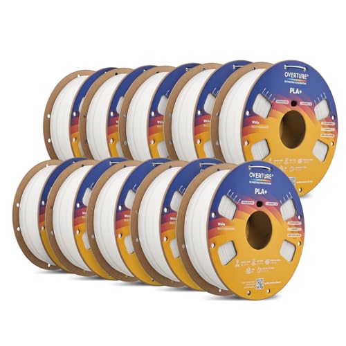 OVERTURE 10KG Bundle High Speed PLA+ 3D Printer Filament 1.75mm - color: White *10, size: 10KG