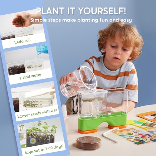 JOVA Klever Kits 2-in-1 Root Viewer & Planting Science Kit for Kids – STEM Learning Gifts for Kids Aged 6+, Soil & Hydro Observation Kit Birthday Toys Gifts for Boys and Girls