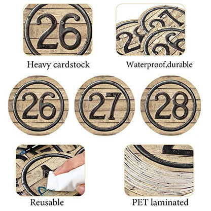 40 Pcs Circle Wood Grain Numbers Cutouts for Classroom Bulletin Board